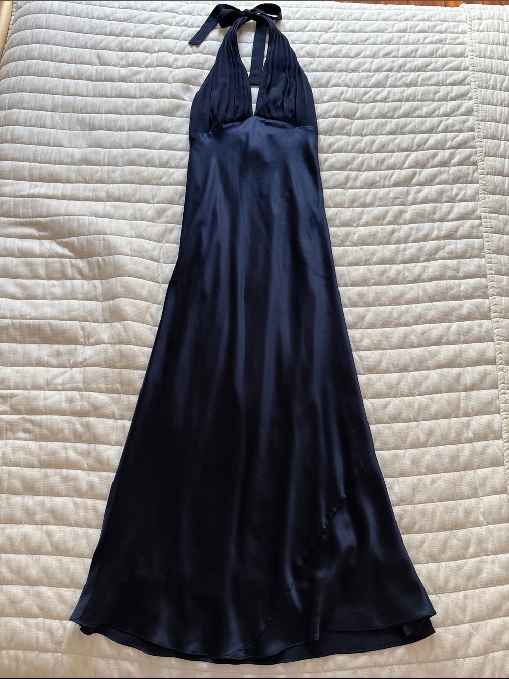 Reformation Navy Halter Silk Maxi Dress
